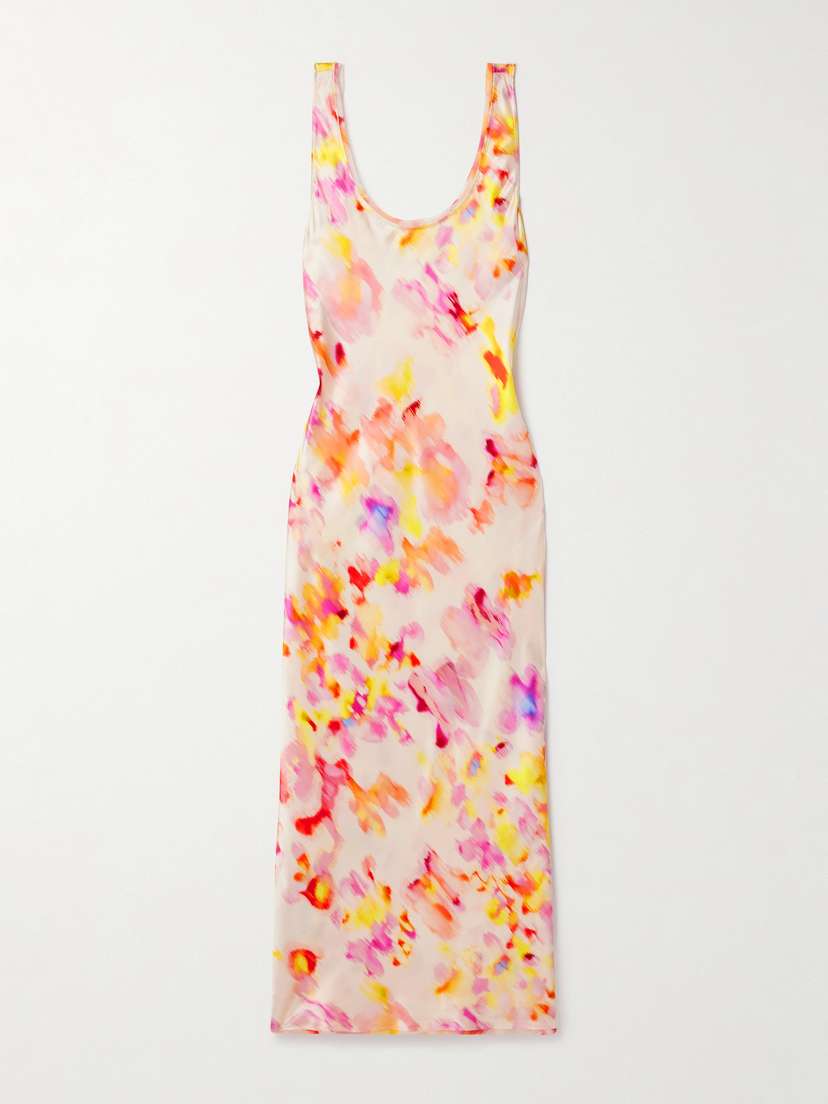 La Ligne Printed Silk-satin Midi Dress - x large