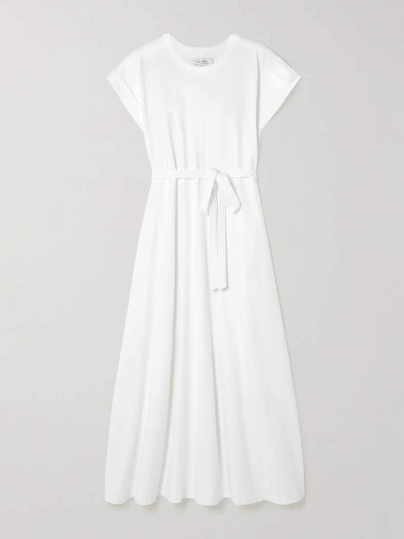 La Ligne Andie Belted Cotton-jersey Midi Dress