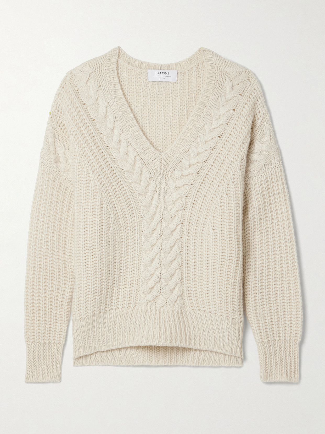 La Ligne Scotia Cable-knit Cashmere Jumper In Cream