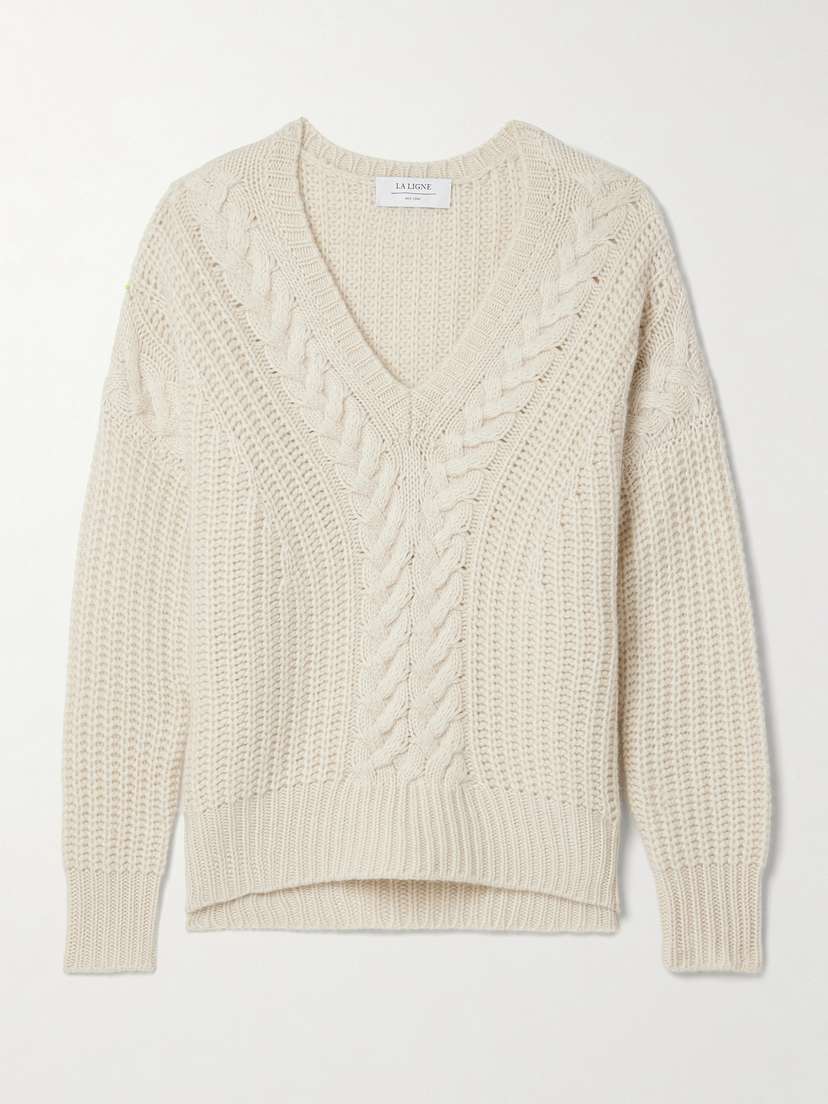 La Ligne Scotia Cable-knit Cashmere Sweater - x large