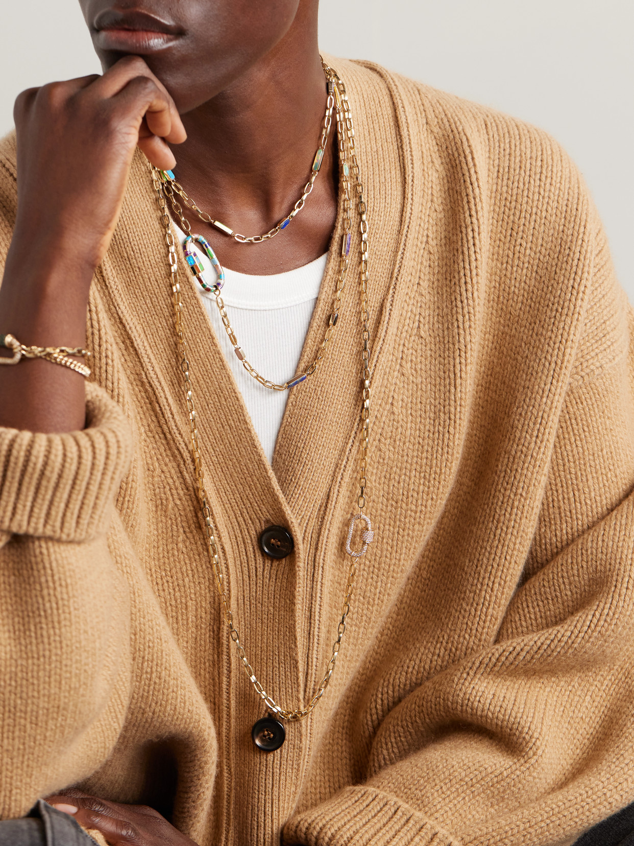Marla Aaron 18-karat Gold Multi-stone Necklace
