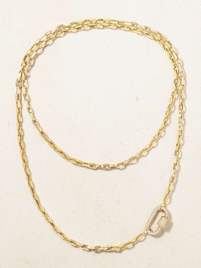 Marla Aaron Biker Chain 14 And 18-karat Gold Diamond Necklace
