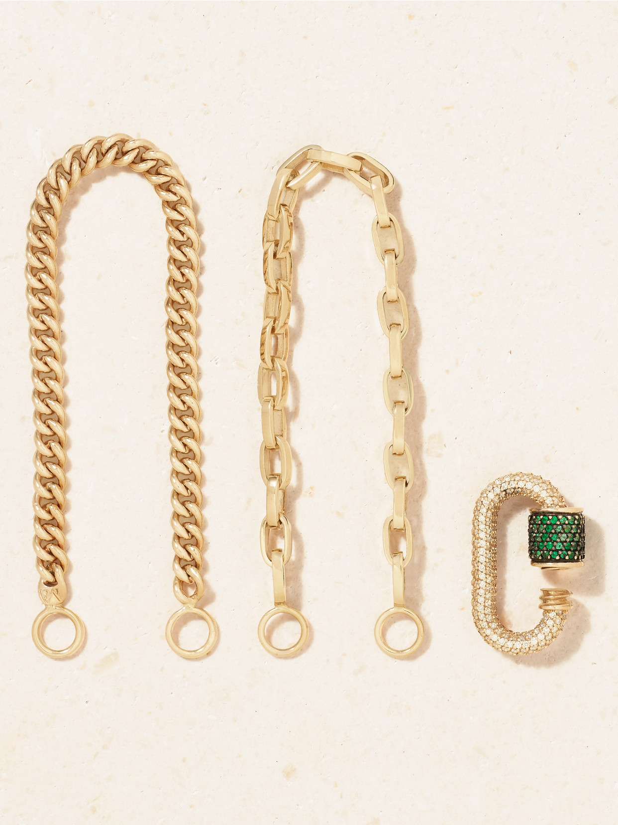 Shop Marla Aaron 18-karat Gold, Emerald And Diamond Bracelet In Multi