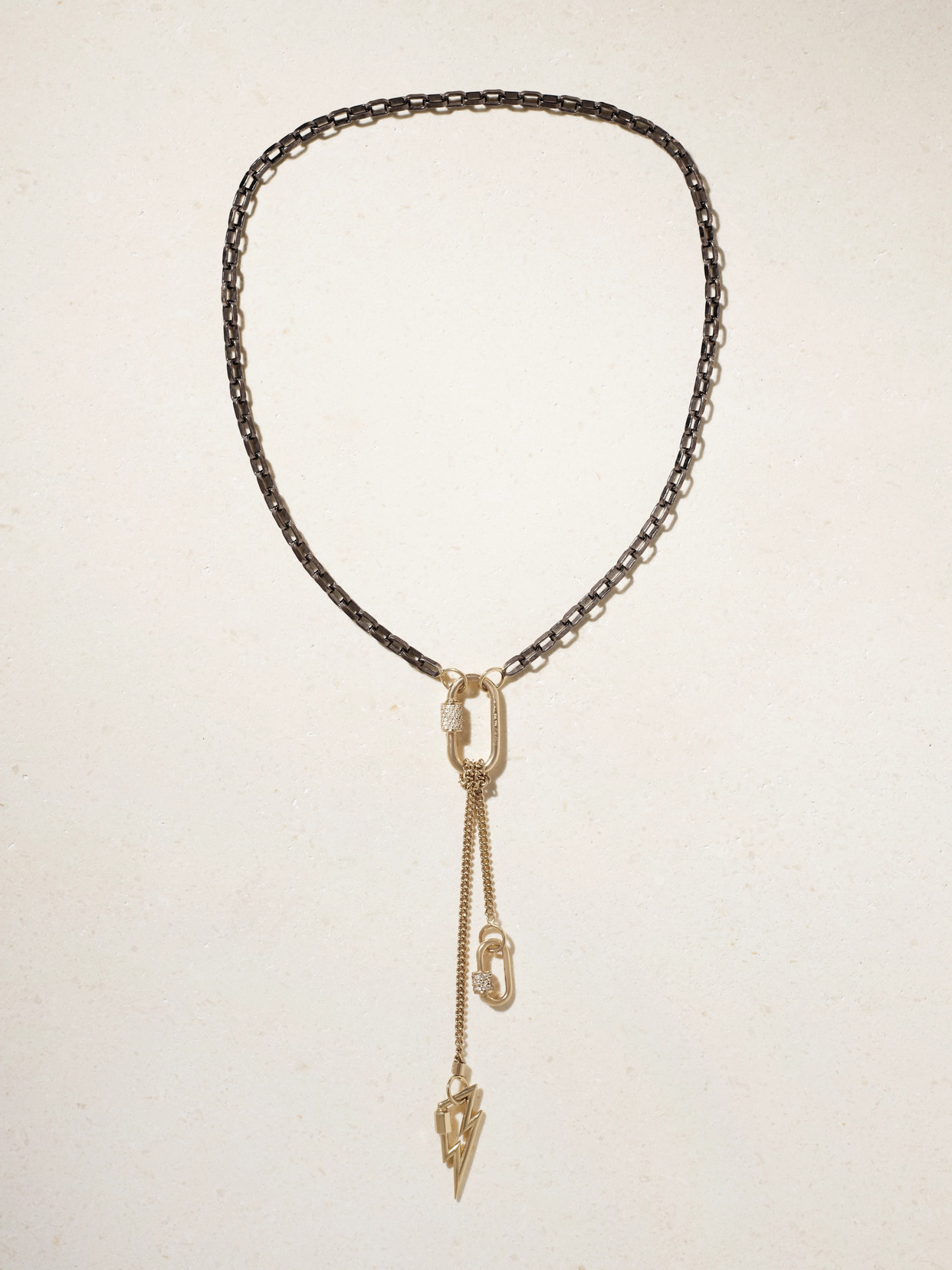 Marla Aaron Biker Chain Blackened Silver And 18-karat Gold Diamond Necklace In Multi