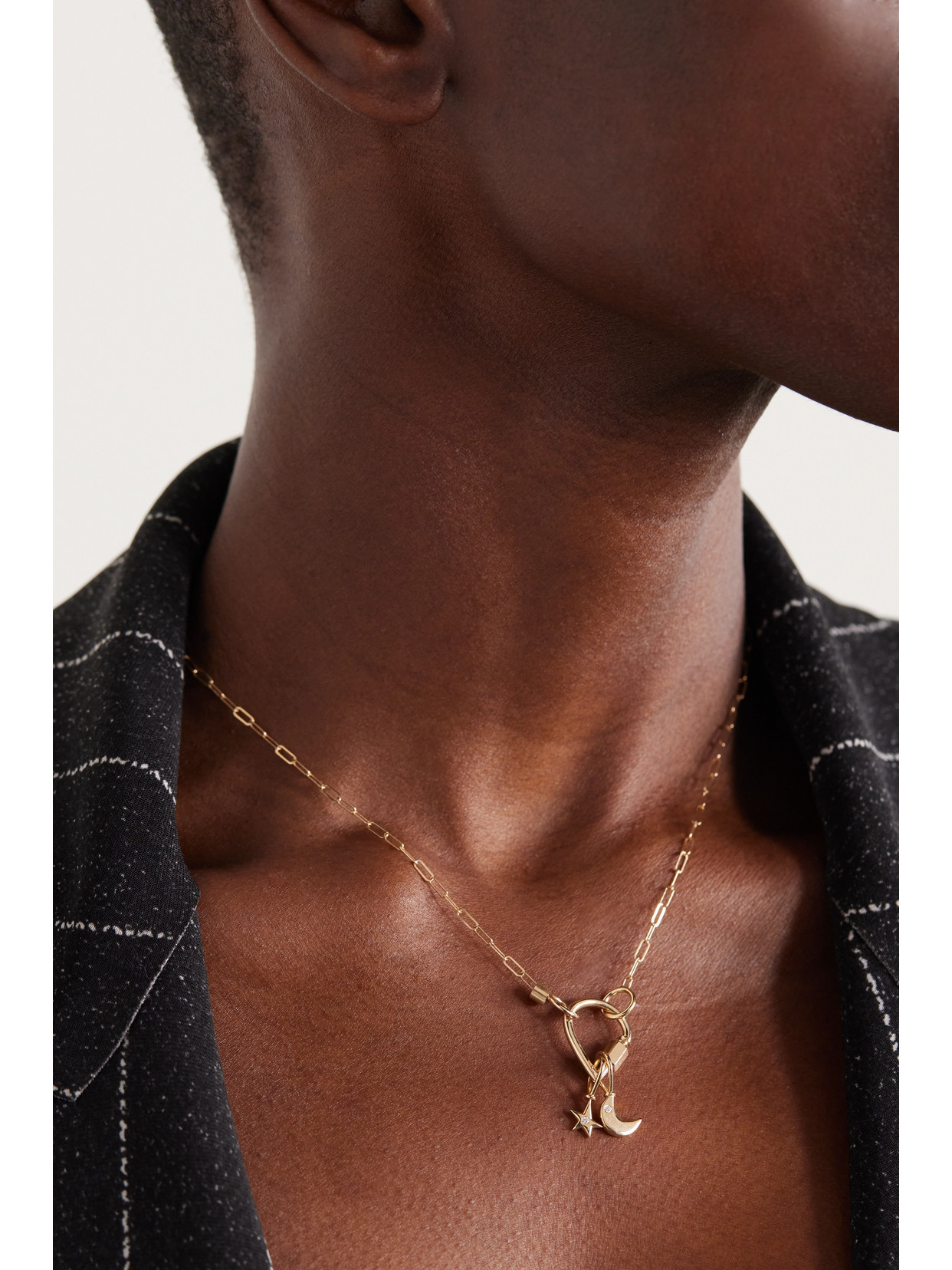 Marla Aaron 18-karat Gold Diamond Necklace In Multi