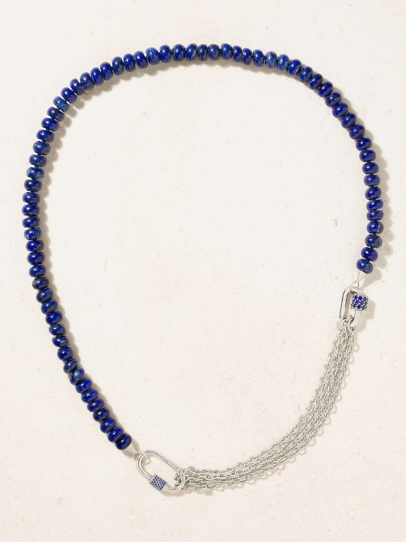 Marla Aaron 18-karat White Gold, Sapphire And Lapis Lazuli Necklace