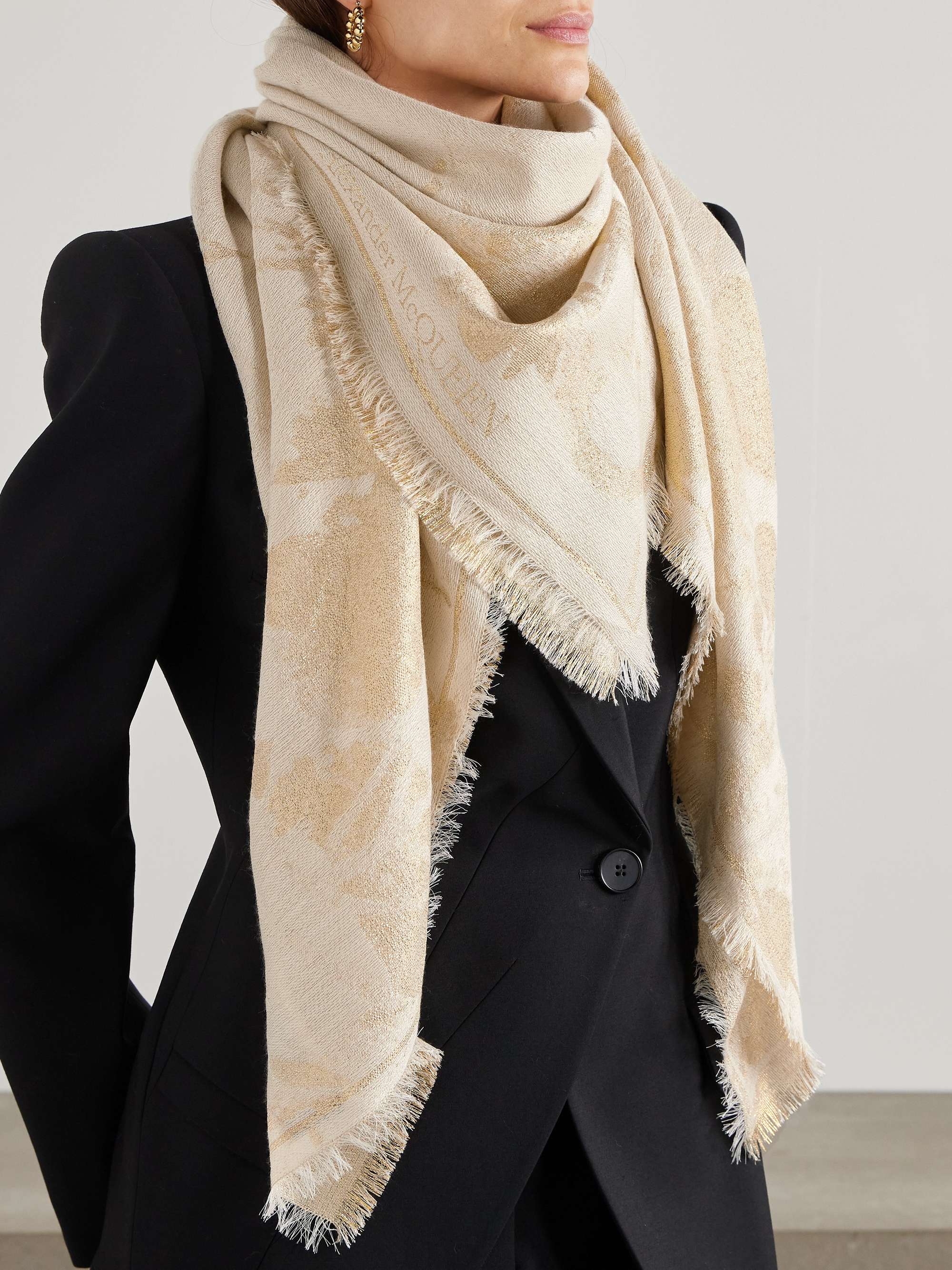 Alexander Mcqueen Women Ivory Silk Blend Scarf main image 0