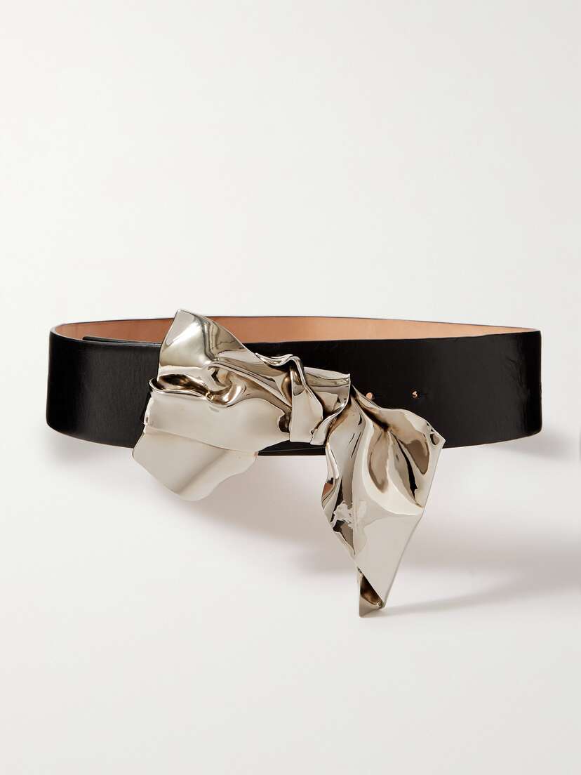 McQueen The Metal Fold Embellished Leather Belt