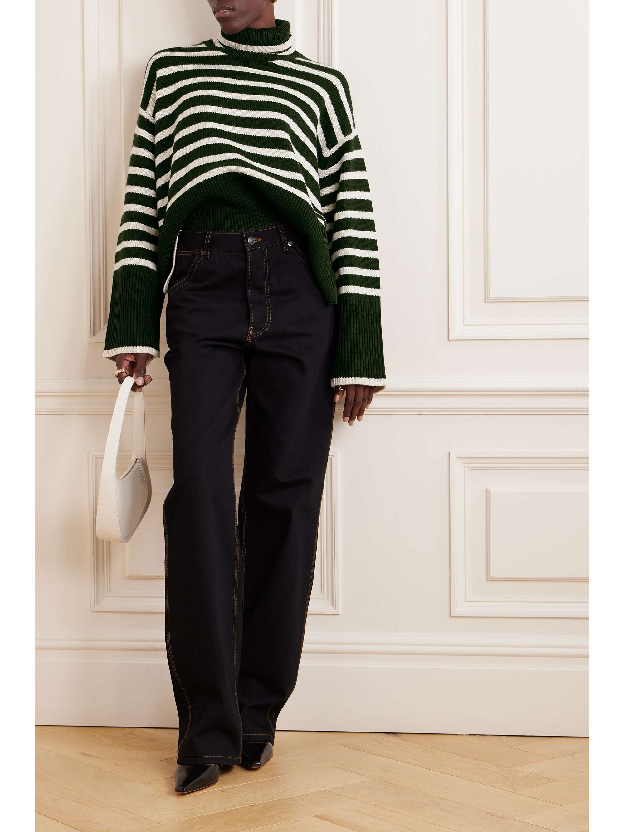 TOTEME Striped wool and organic cotton blend turtleneck sweater