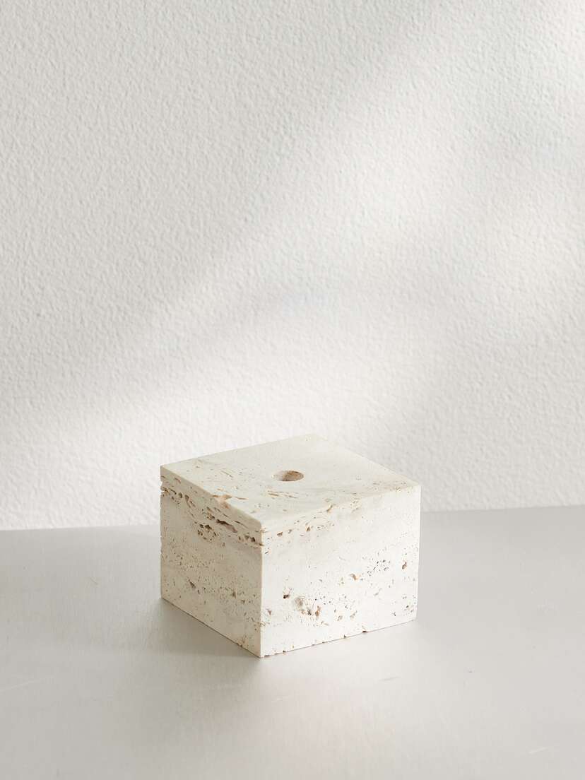RÓHE Cube Travertine Candleholder
