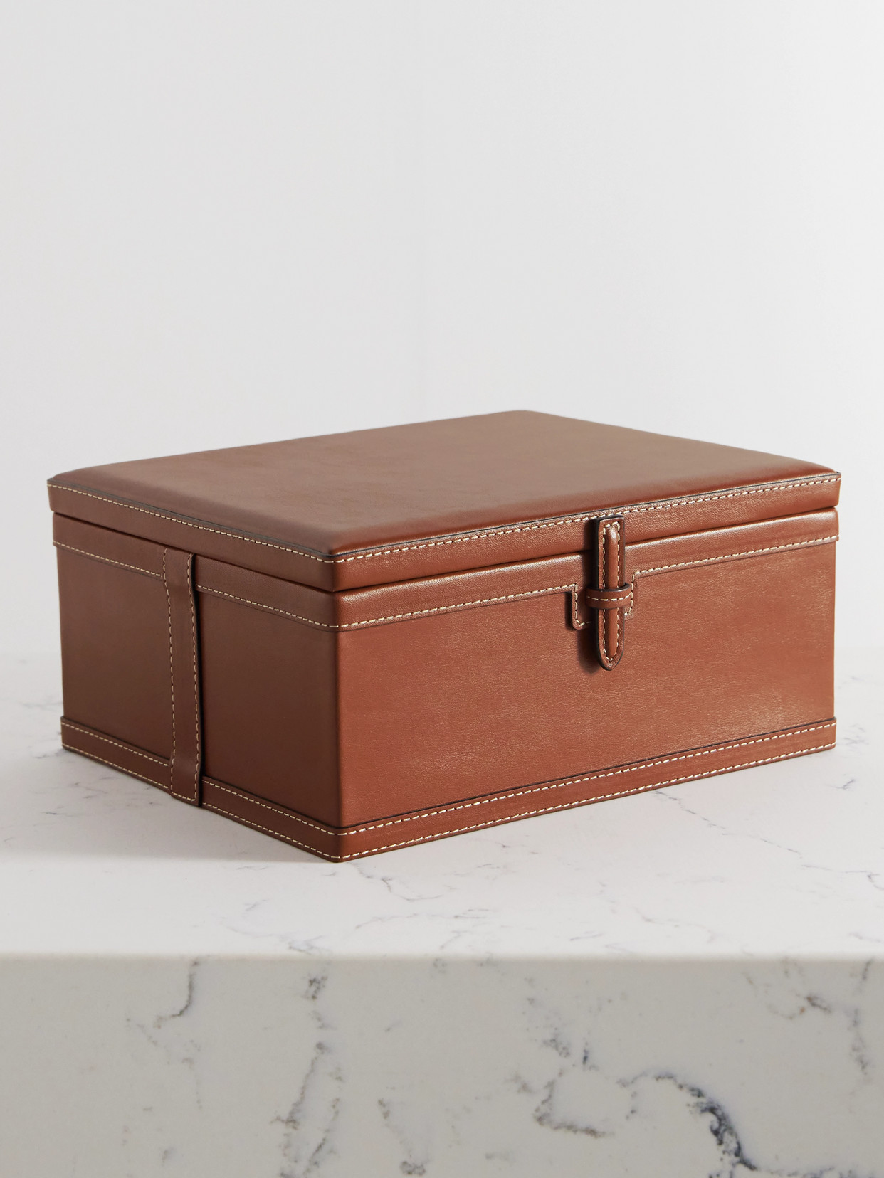 Hunting Season Medium Leather Trunk Box In Brown