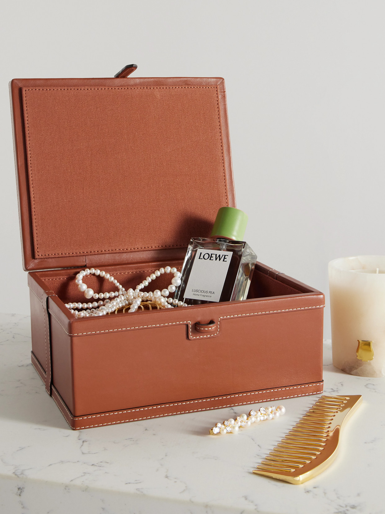 Hunting Season Medium Leather Trunk Box In Brown