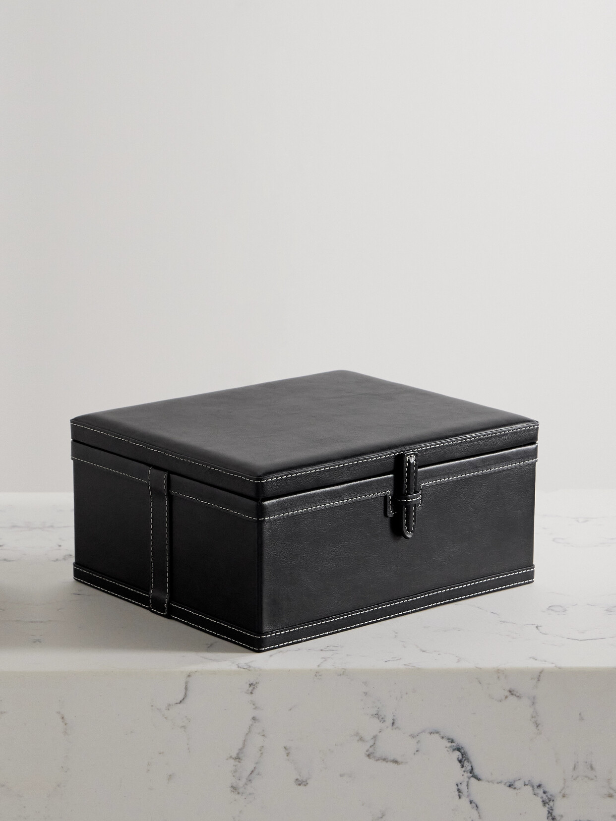 Hunting Season Medium Leather Trunk Box In Black