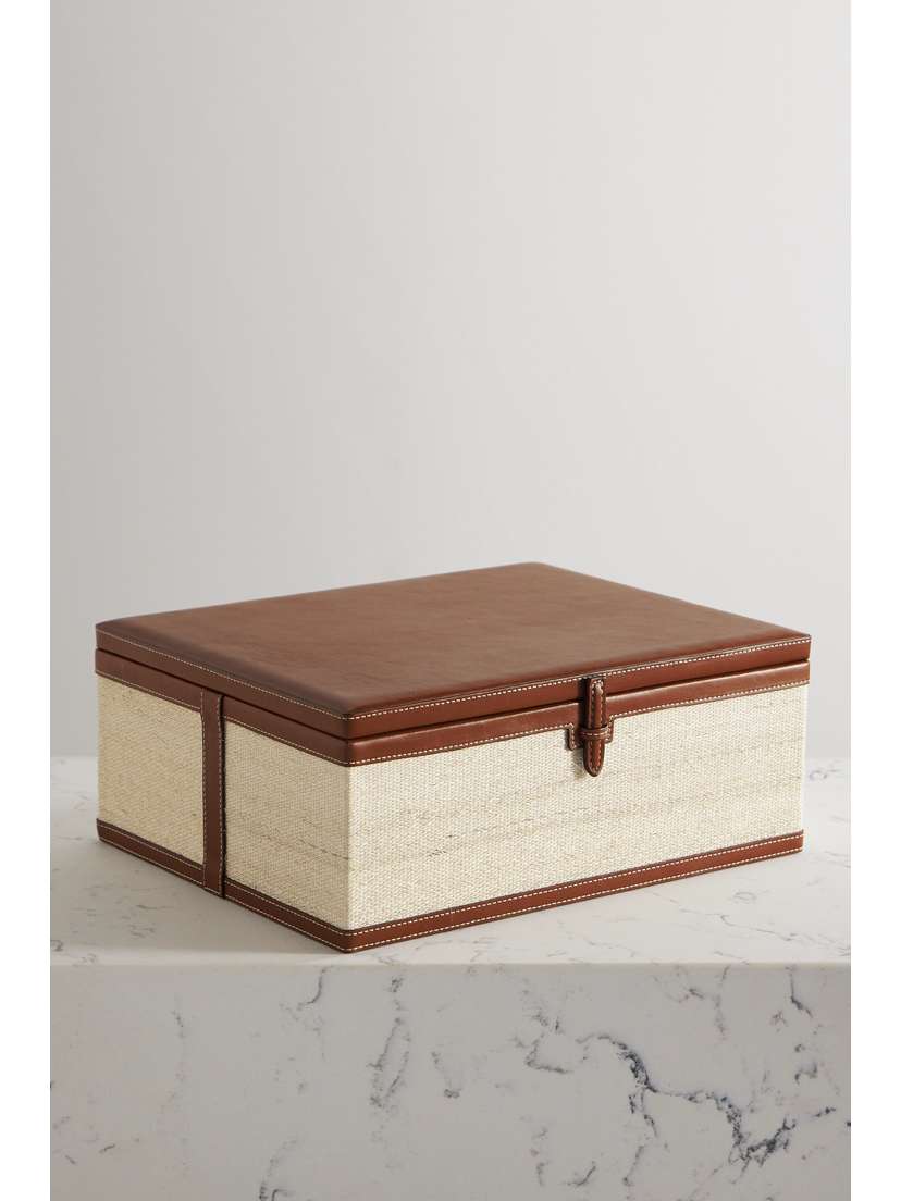 Hunting Season Leather-trimmed Raffia Trunk Box