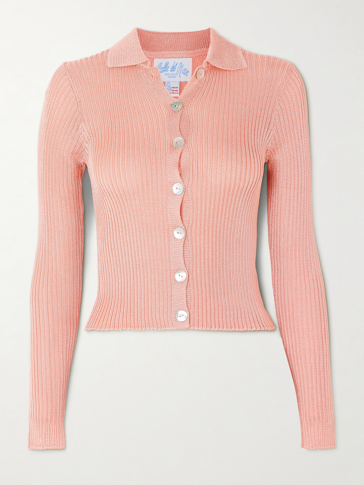 Calle Del Mar Ribbed-knit Cardigan In Pink