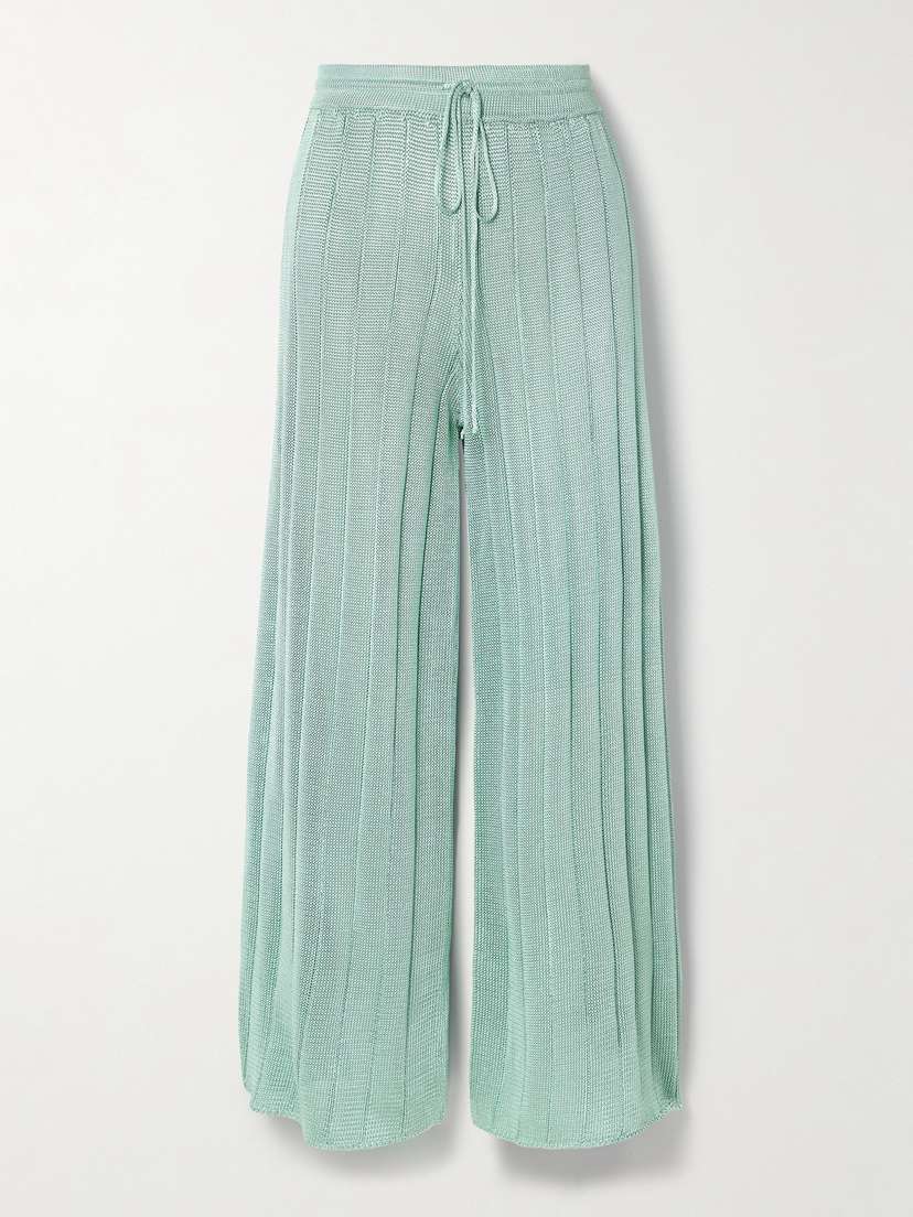 Calle Del Mar Ribbed-knit Wide-leg Pants