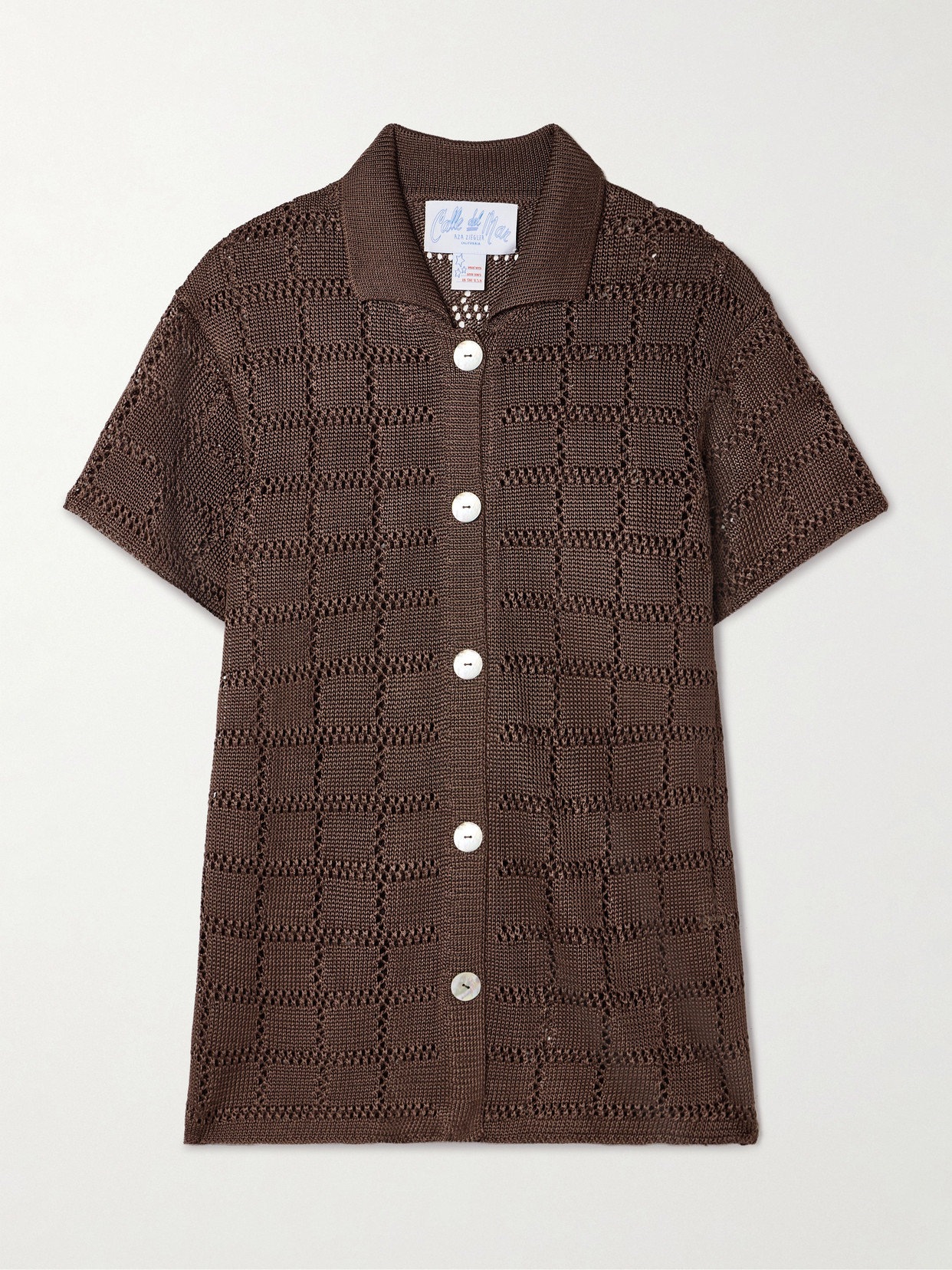 Calle Del Mar Open-knit Shirt In Brown