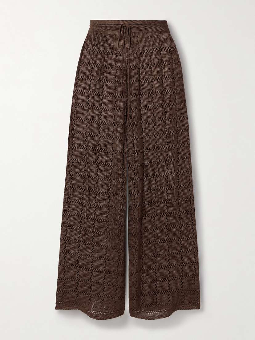 Calle Del Mar Cropped Open-knit Wide-leg Pants
