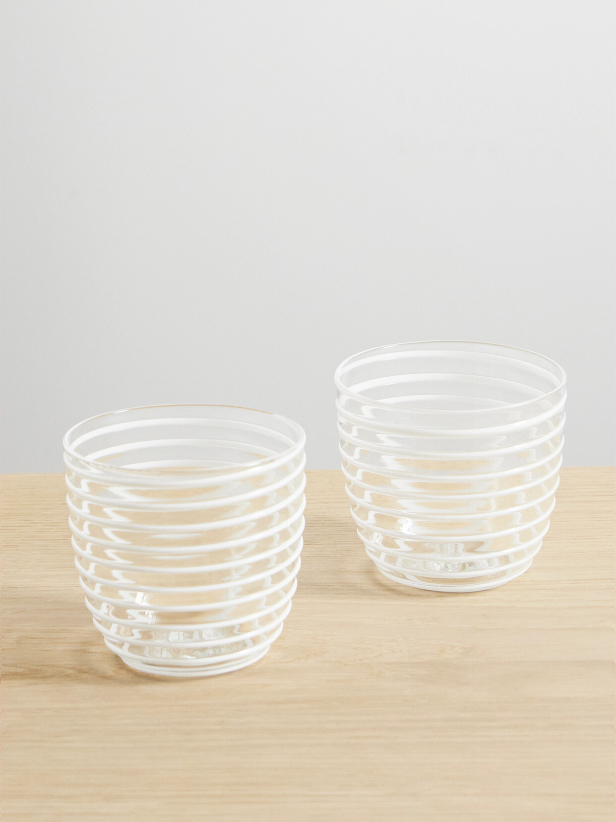 Yali Glass - A Filo Goto Set Of Two Striped Glass Tumblers - White