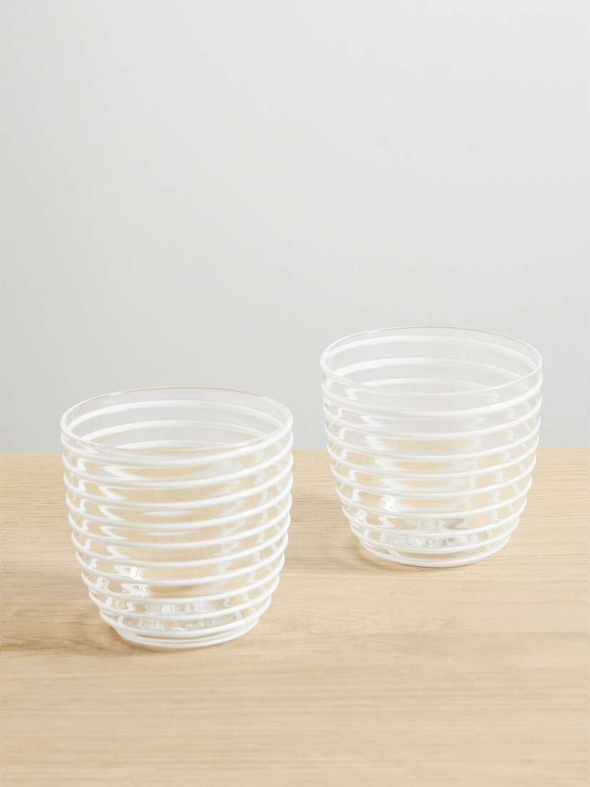 Yali Glass A Filo Goto Set Of Two Striped Glass Tumblers