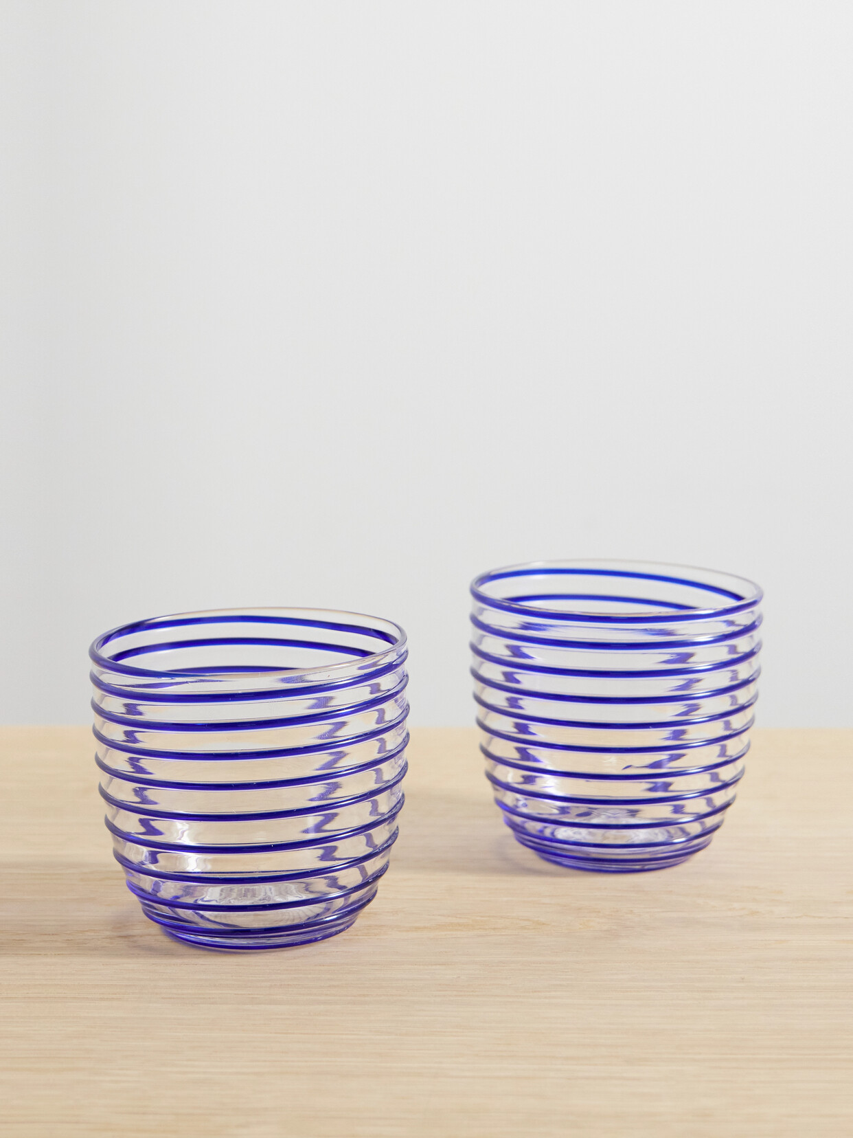 Yali Glass - A Filo Goto Set Of Two Striped Glass Tumblers - Blue