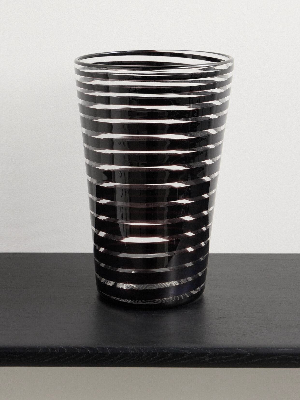 Yali Glass - A Nastro Striped Glass Vase - Black