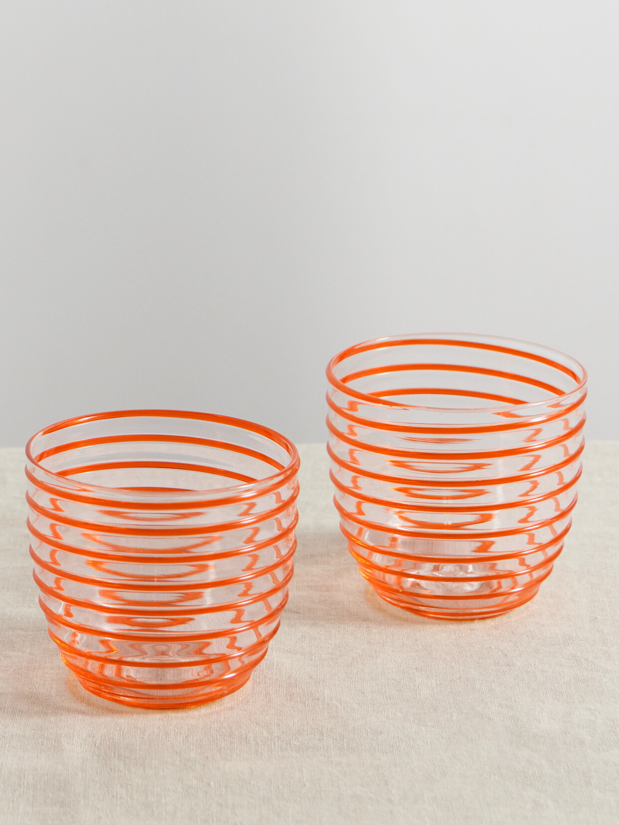 Yali Glass - A Filo Goto Set Of Two Striped Glass Tumblers - Orange