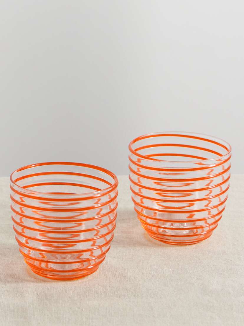 Yali Glass A Filo Goto Set Of Two Striped Glass Tumblers