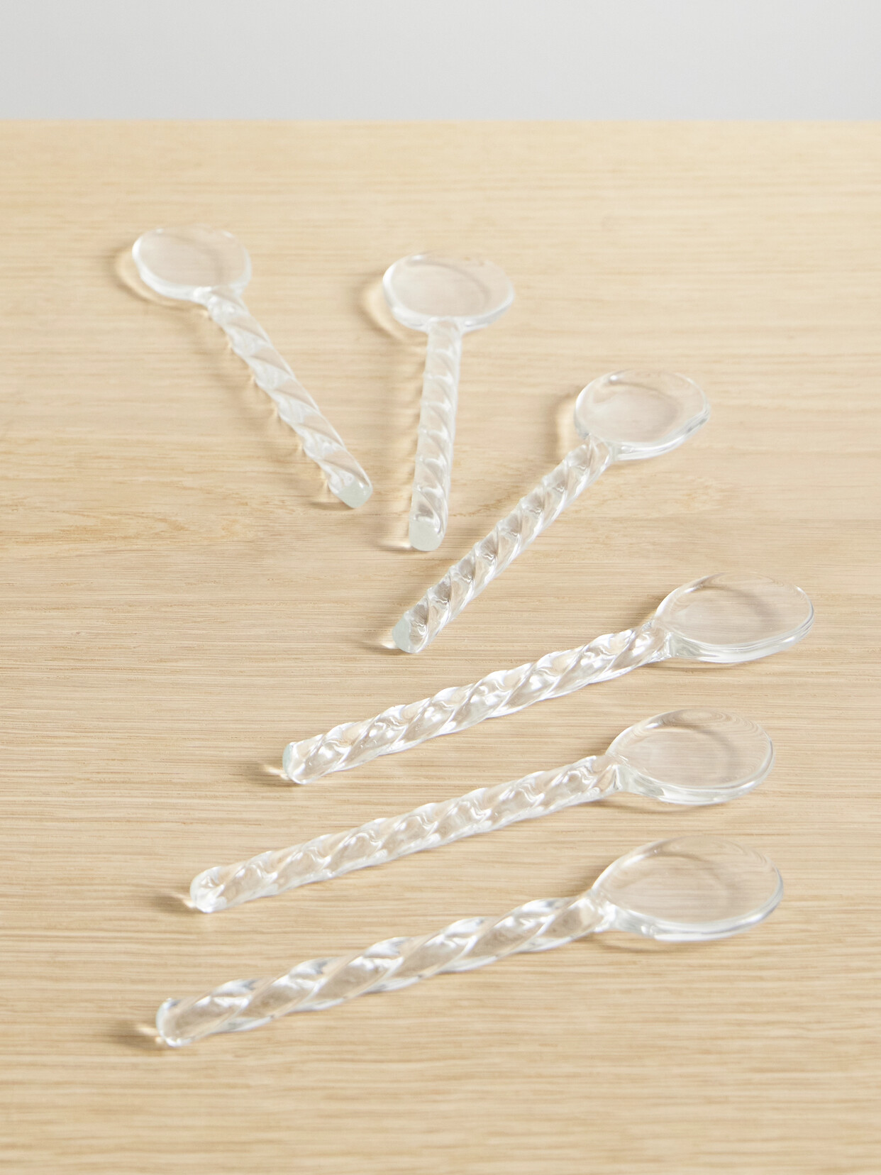 Yali Glass - Twist Set Of Six Glass Gelato Spoons - Neutrals