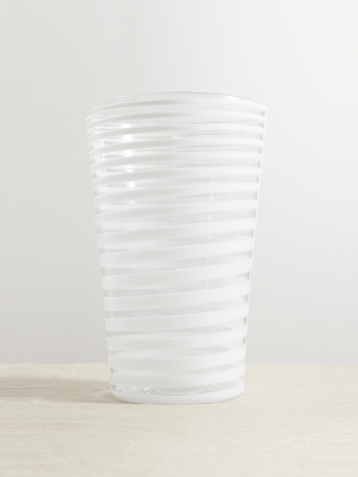 Yali Glass - A Nastro Striped Glass Vase - White