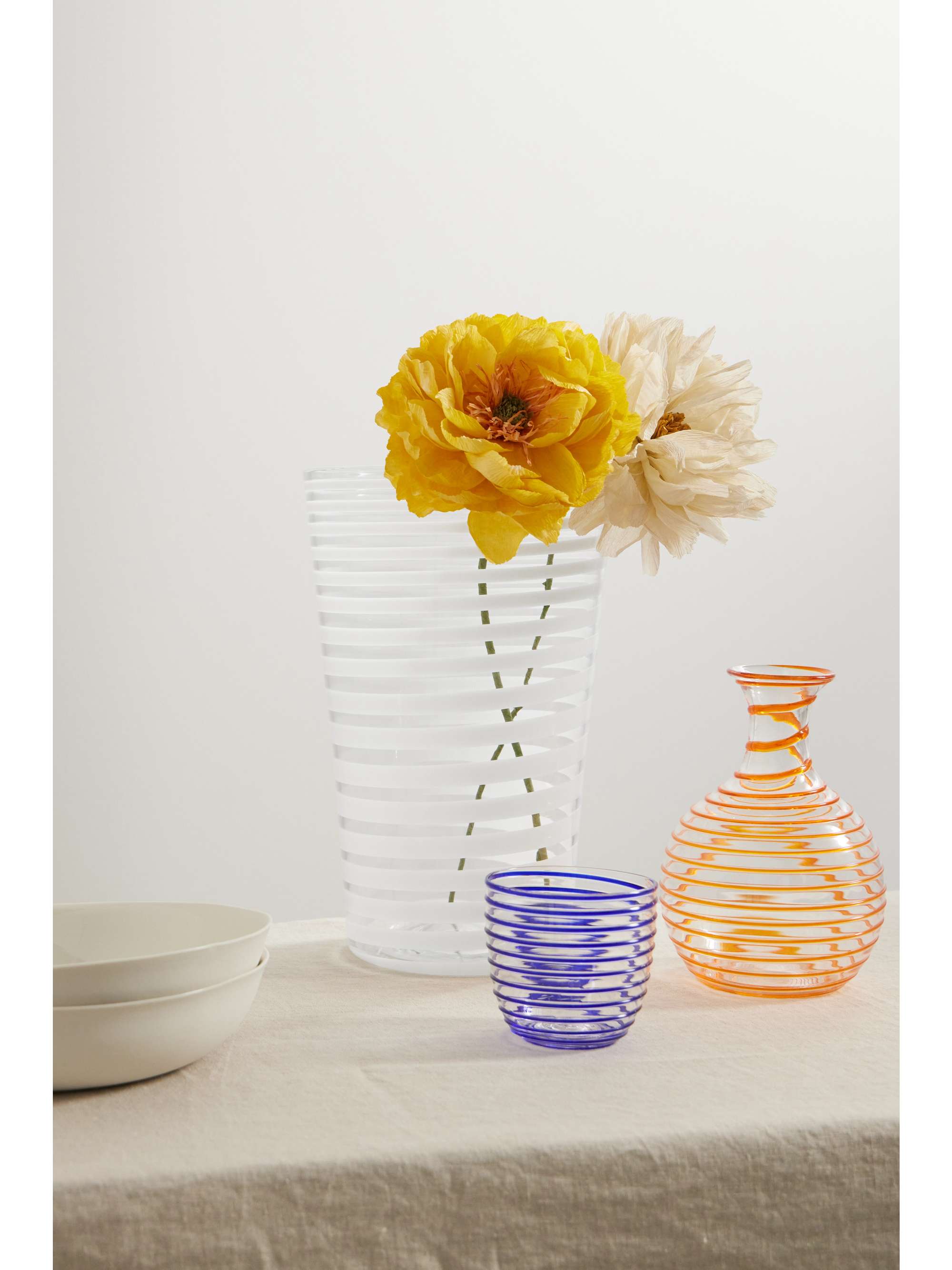 YALI GLASS ガラス フラワーベース ストライプ柄 | NET-A-PORTER