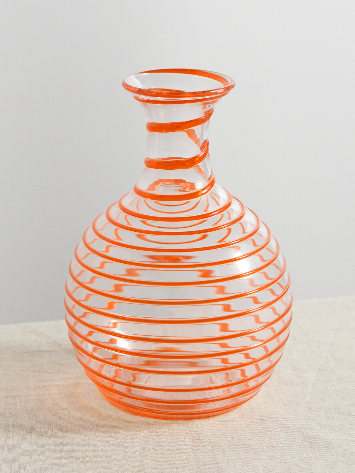 Yali Glass - A Filo Striped Glass Carafe - Orange