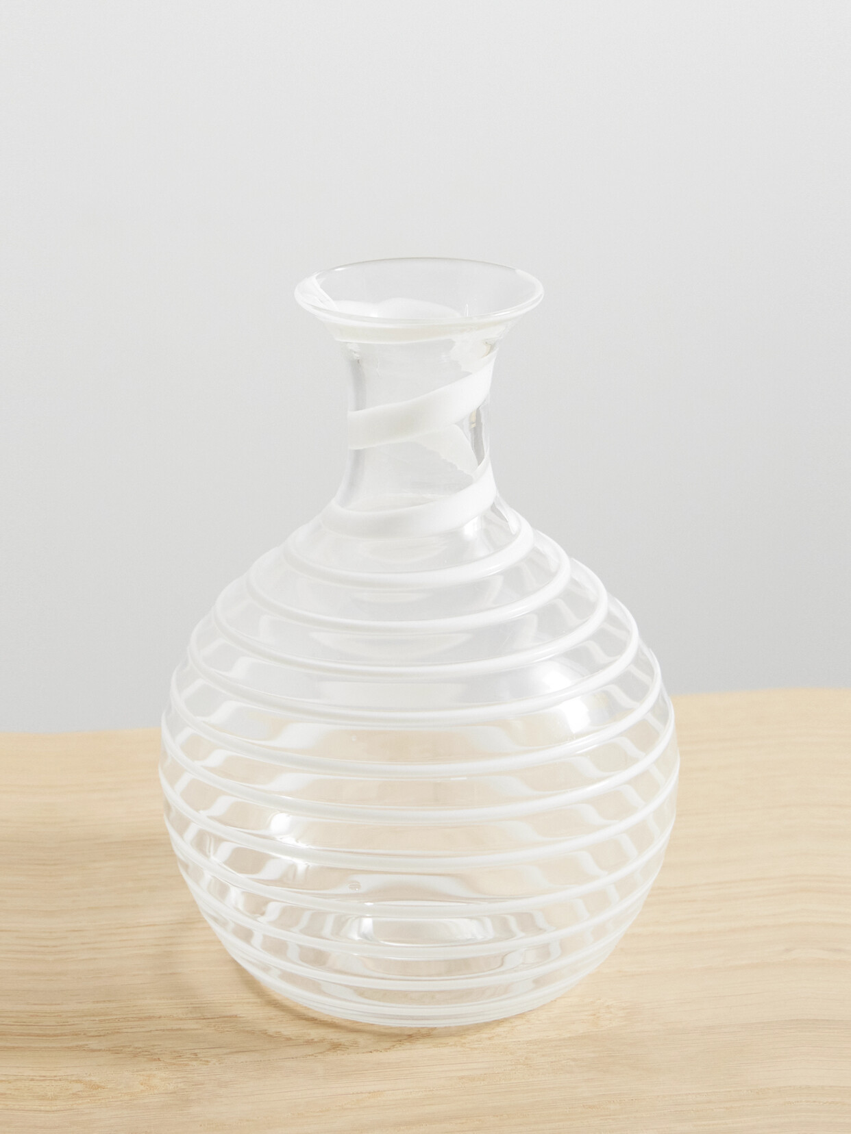 Yali Glass - A Filo Striped Glass Carafe - White