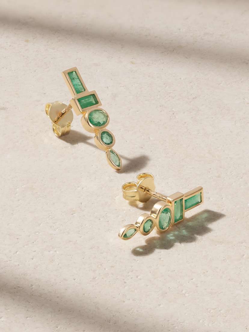 Sorellina Totem 18-karat Gold Emerald Earrings