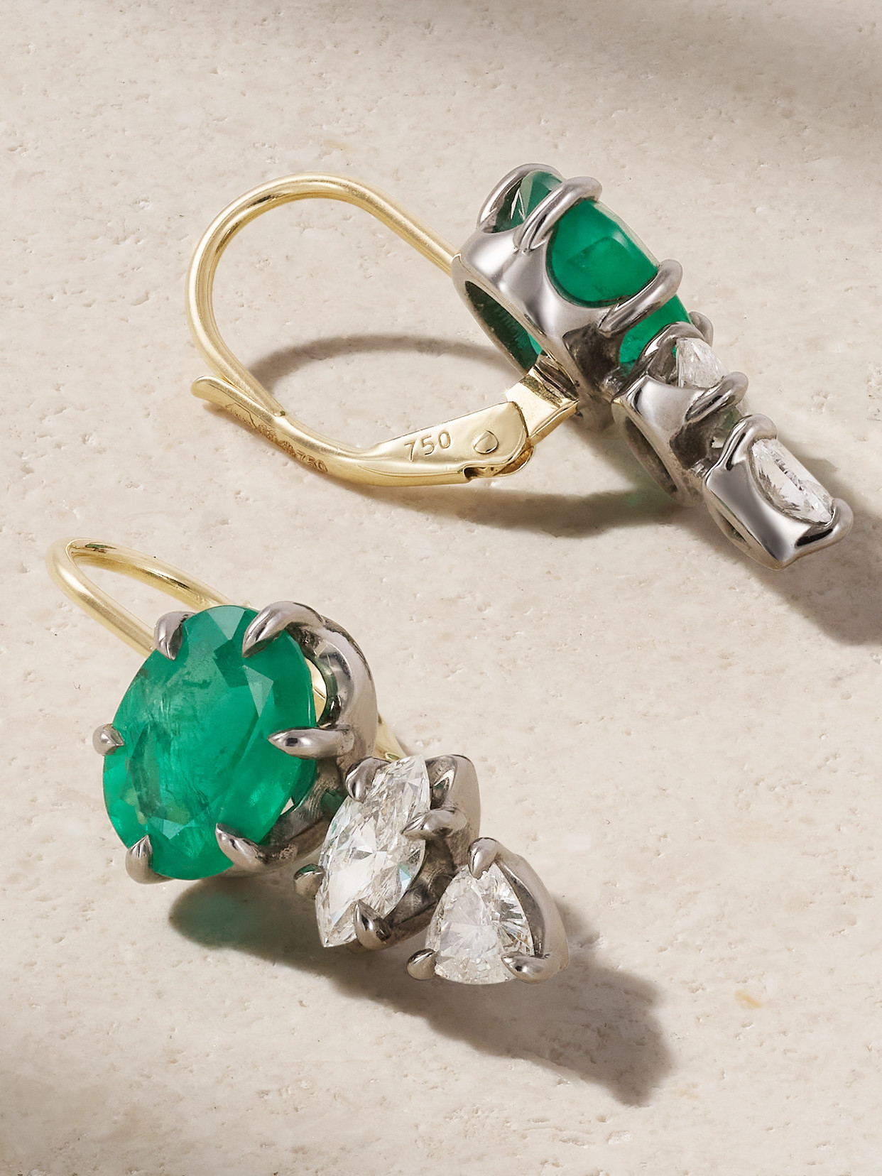Sorellina Rhodium-plated 18-karat Gold, Emerald And Diamond Earrings In Gold