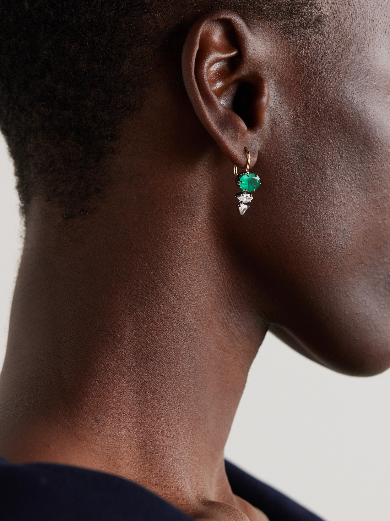 Sorellina Rhodium-plated 18-karat Gold, Emerald And Diamond Earrings In Gold