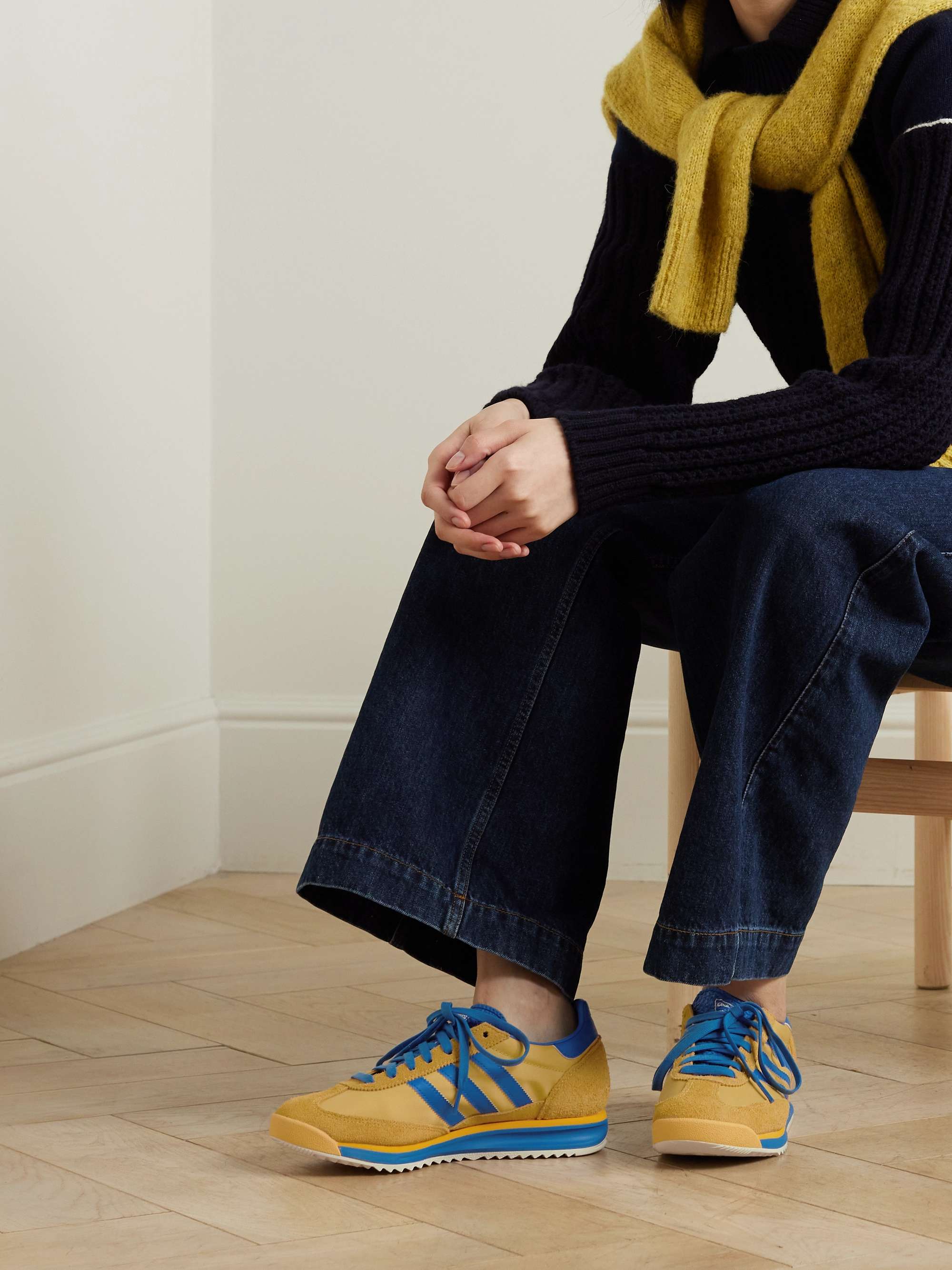 ADIDAS ORIGINALS SL 72 RS leather and suede trimmed mesh sneakers NET A PORTER