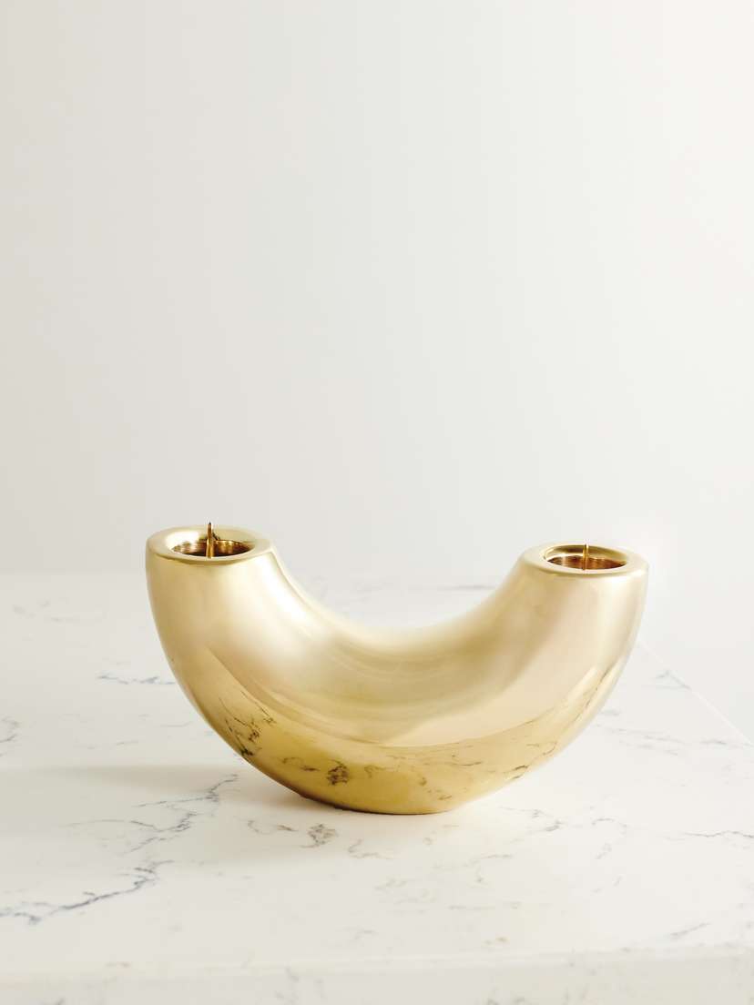 Dinosaur Designs Horn Brass Candlestick Holder