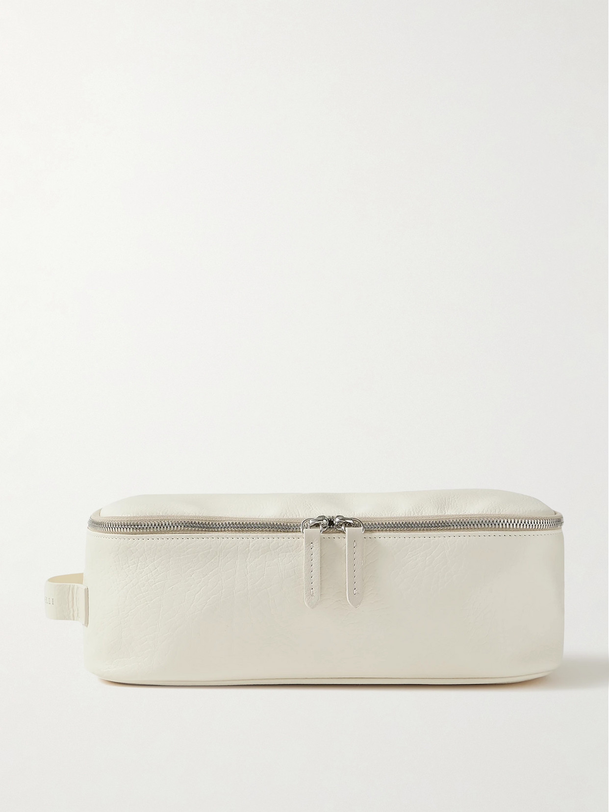 Brunello Cucinelli Textured-leather Cosmetic Case In White