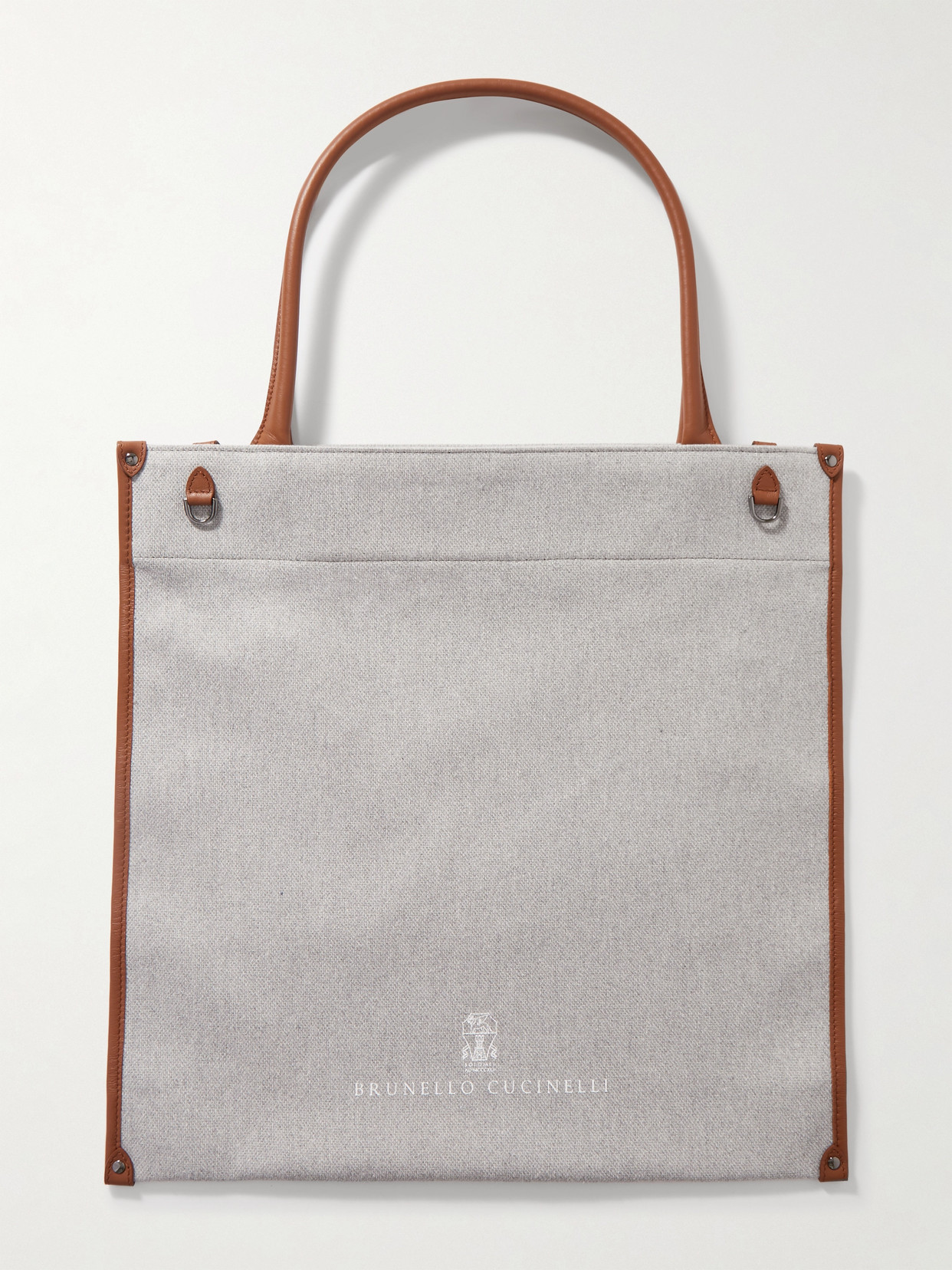 Brunello Cucinelli Leather-trimmed Canvas Tote In Grey