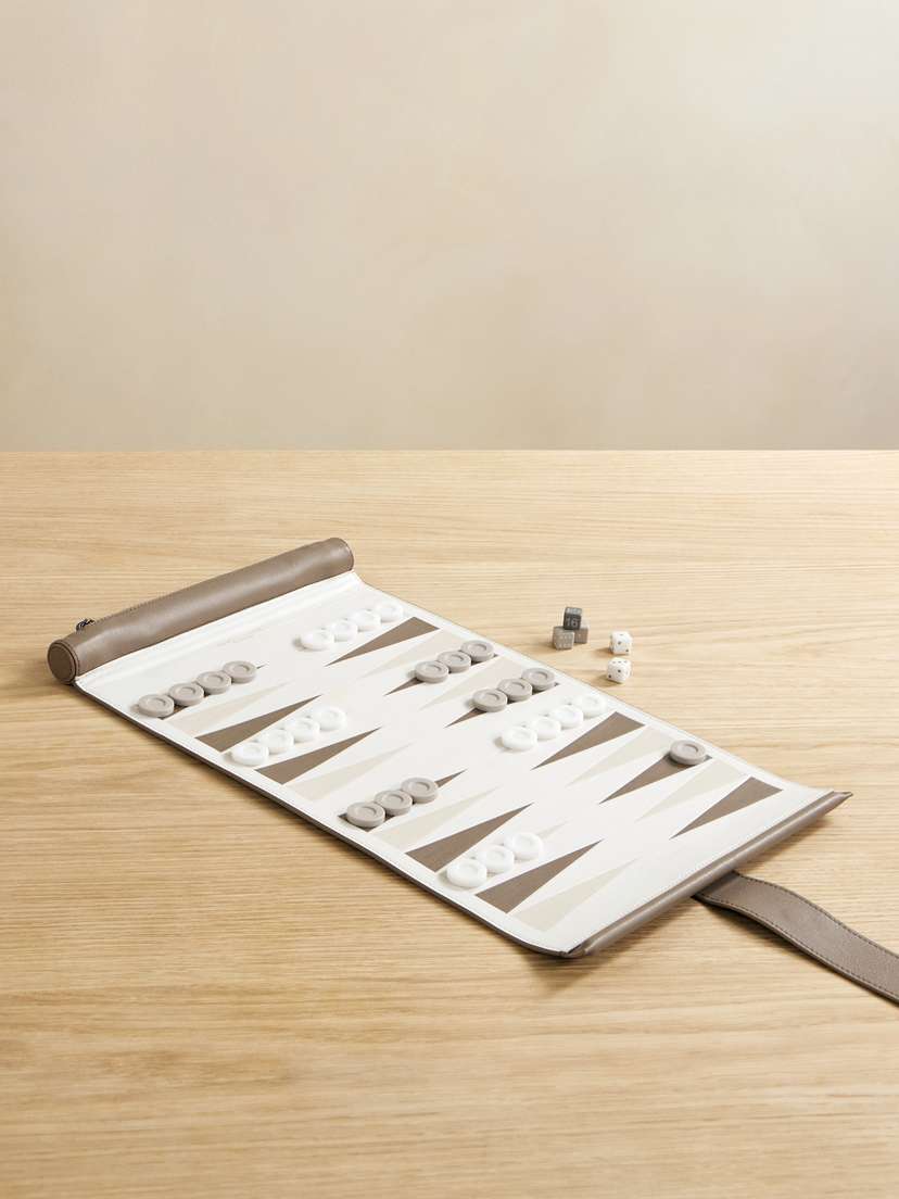 Brunello Cucinelli Leather And Krion® Portable Backgammon Set