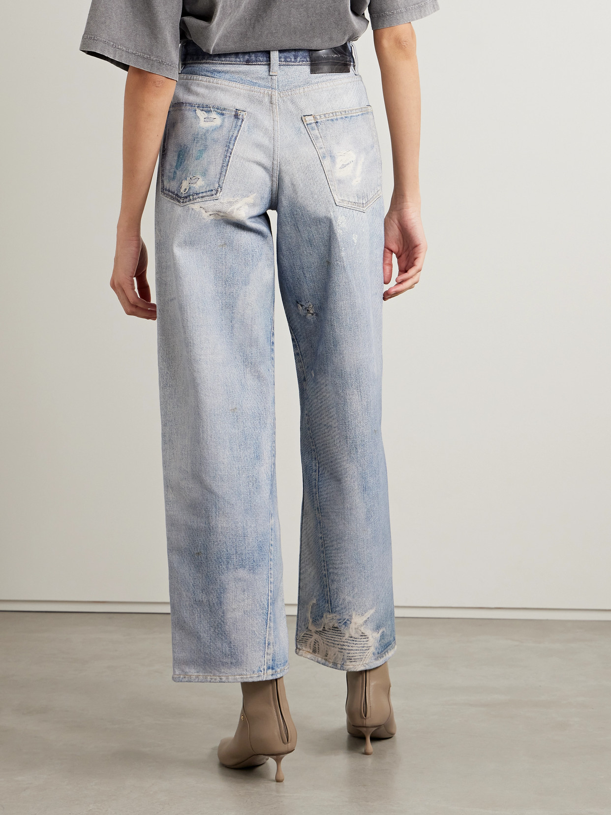 Shop Our Legacy Two-tone Printed Boyfriend Jeans In Blue