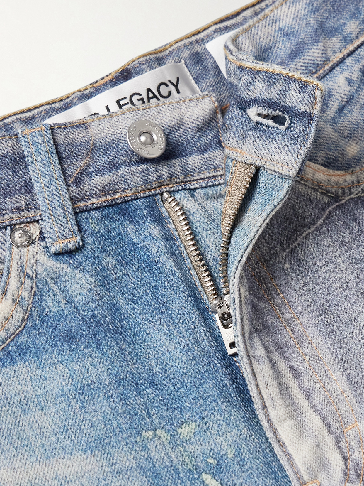 Our Legacy Two-tone Printed Boyfriend Jeans In Blue