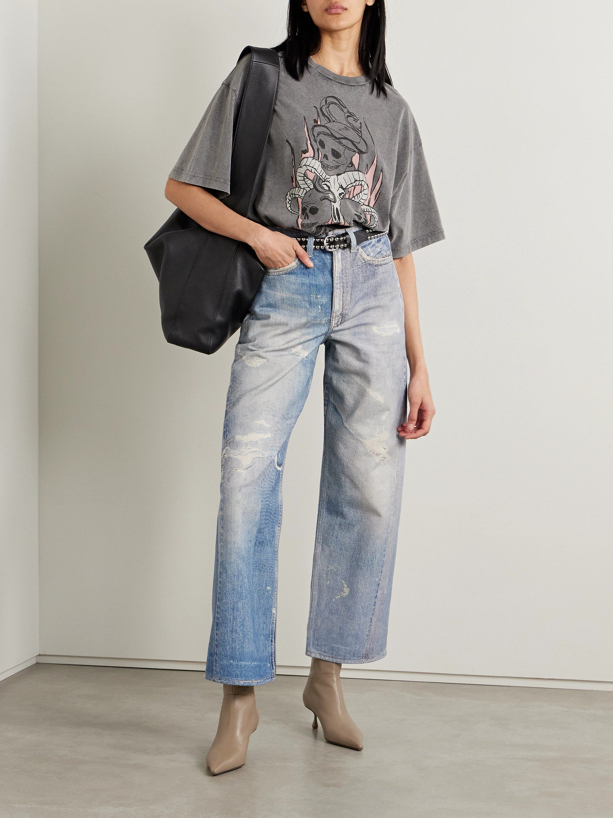 Shop Our Legacy Two-tone Printed Boyfriend Jeans In Blue