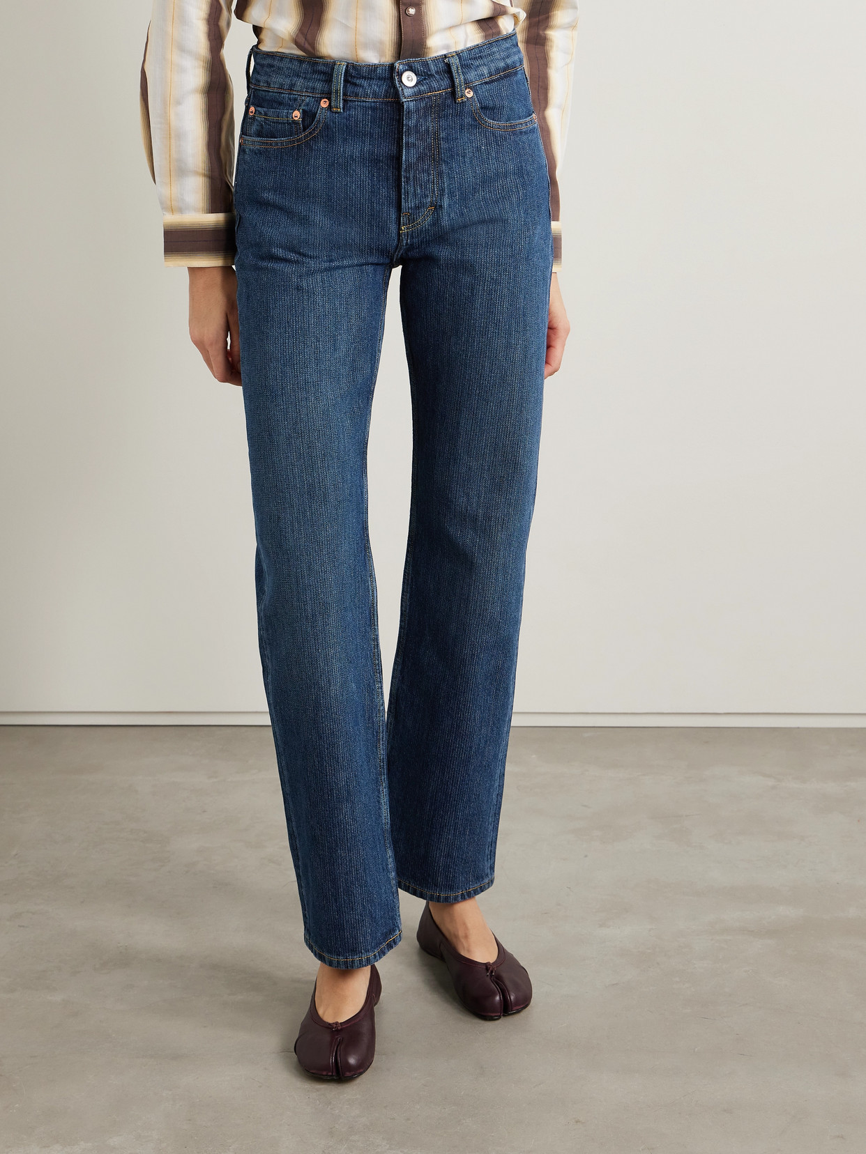Linear High-Rise Straight-Leg Jeans