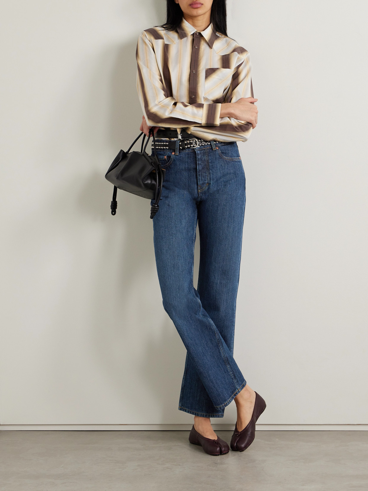 Linear High-Rise Straight-Leg Jeans