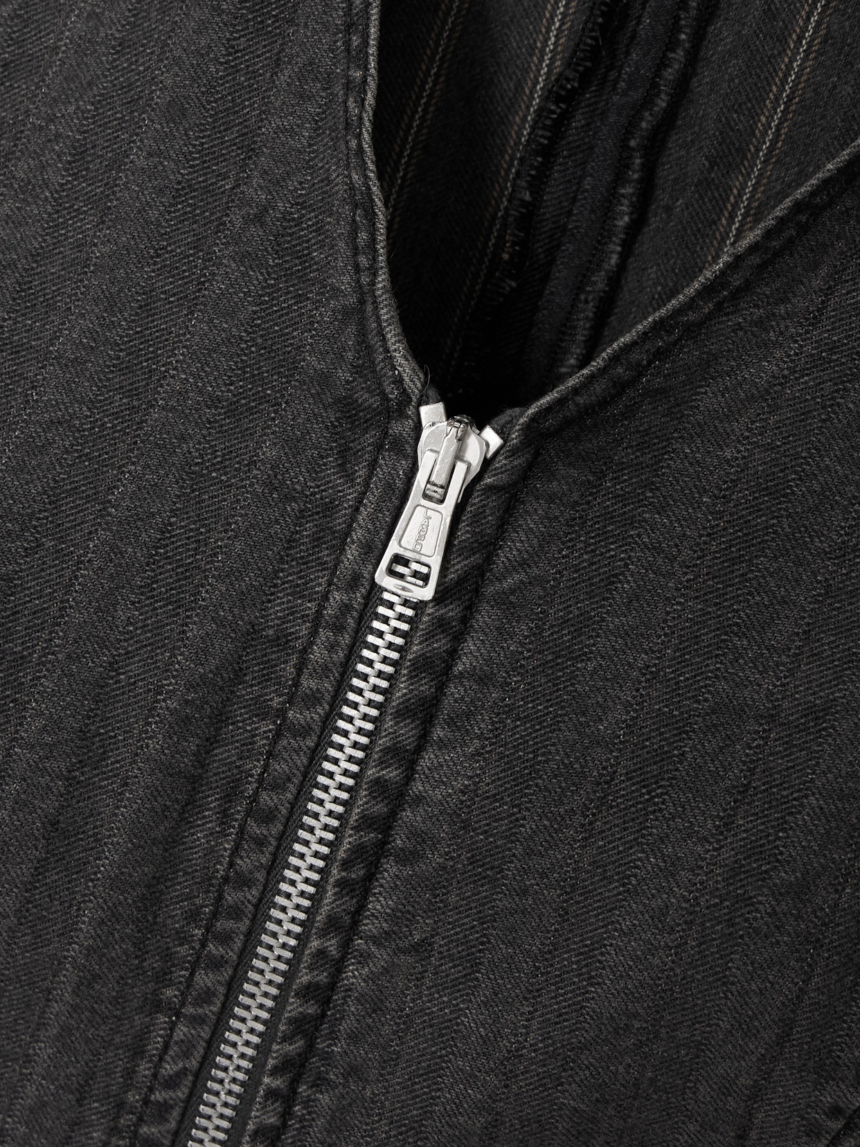 Zip-Detailed Striped Denim Tank