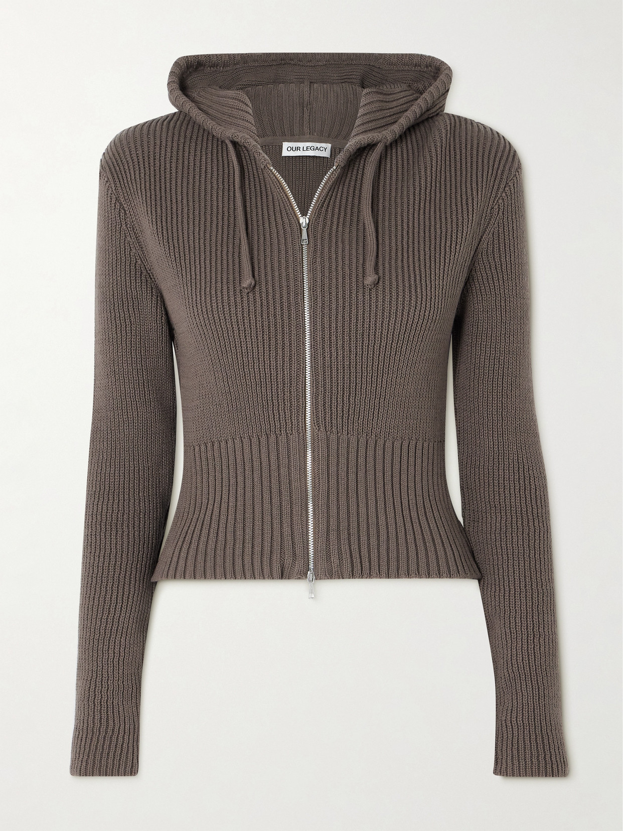 Our Legacy Ribbed Cotton And Cashmere-blend Hoodie In Brown