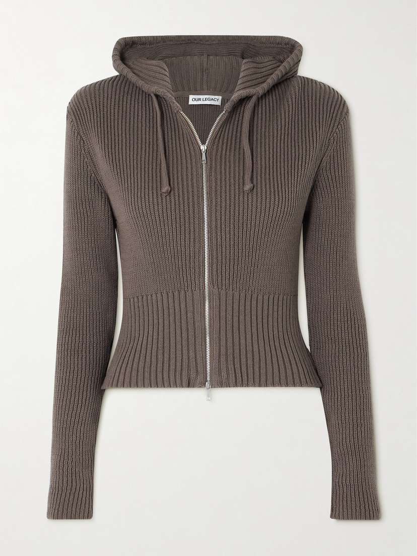 Our Legacy Ribbed Cotton And Cashmere-blend Hoodie - EU 42