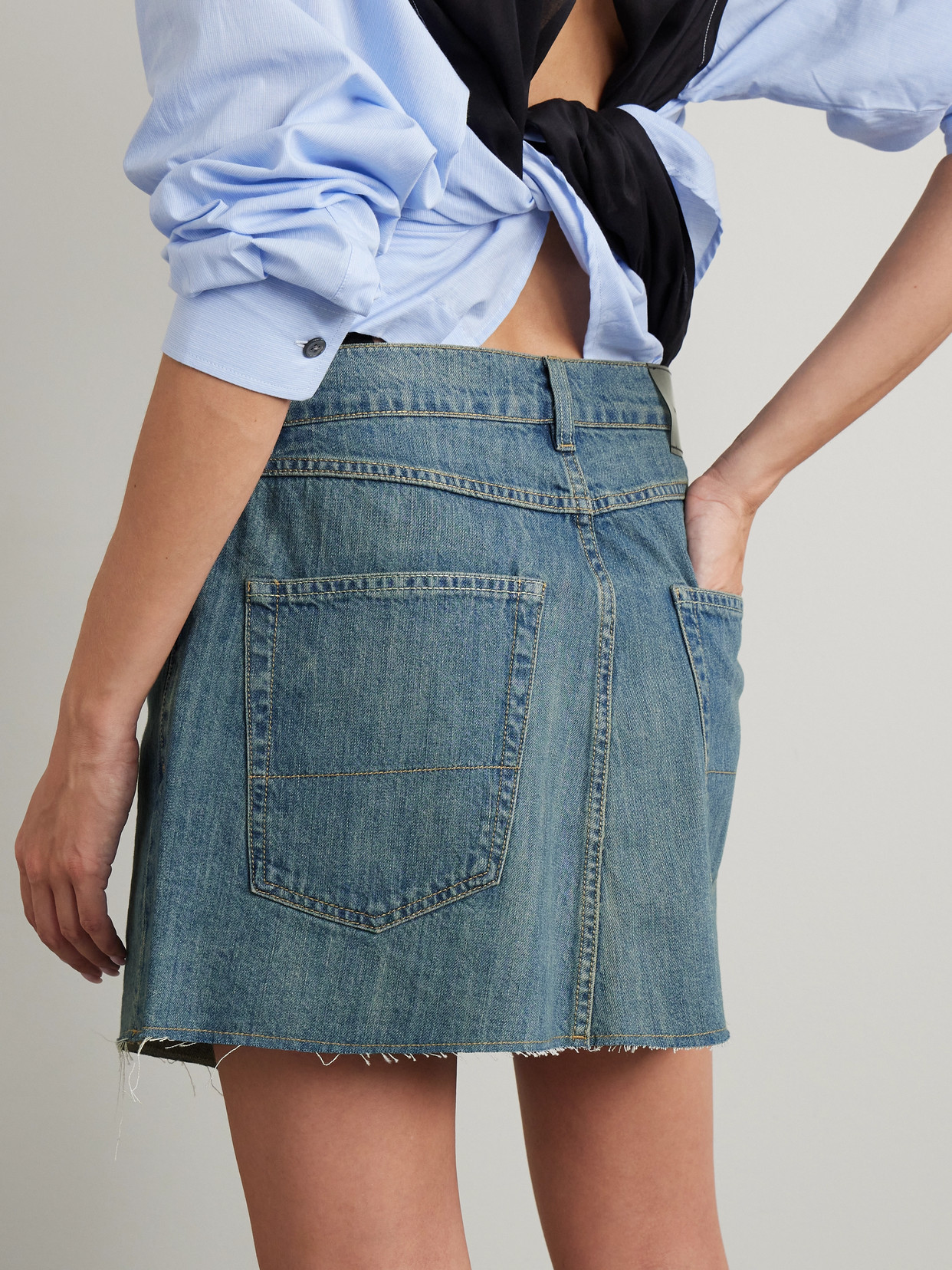 OUR LEGACY COVER FRAYED DENIM MINI SKIRT
